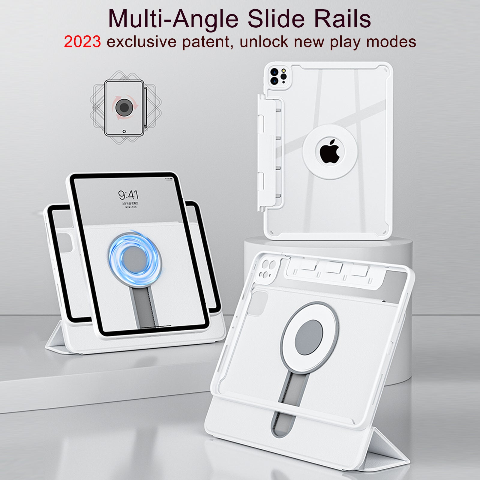 2023 iFacemall Stylish Case with Slide Rails for iPad Air4-2020 / Air5-2022 10.9inch